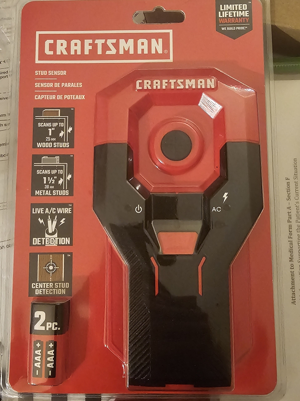 CRAFTSMAN Stud Sensor - 1 1/2-in Depth - Red and Black